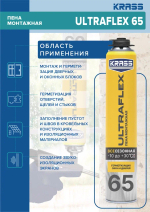 KRASS ULTRAFLEX  Пена монтажная проф. 65 всесезонная 820мл (LAKRA)