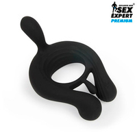 Черное эрекционное виброкольцо с пультом ДУ Bior Toys Sex Expert SEM-55230