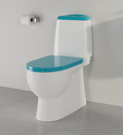 Унитаз-компакт Sanita Luxe Best  с бирюзовой крышкой и сиденьем микролифт