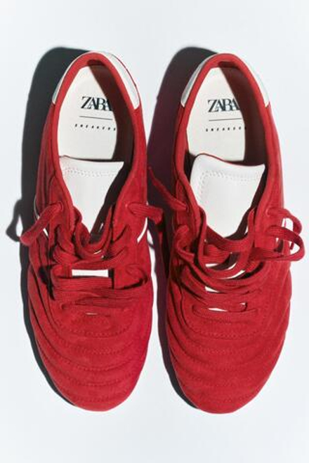 ZARA СТЕГАНЫЕ КРОССОВКИ, КРАСНЫЙ