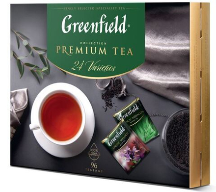 Чай GREENFIELD Premiu ассорти 24 вкусов, НАБОР 96 пакетиков