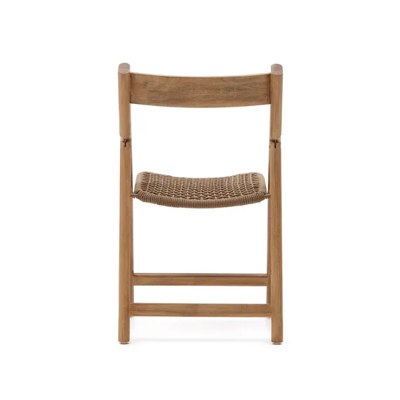 Складной стул Dandara из массива акации со стальной конструкцией и бежевым шнуром