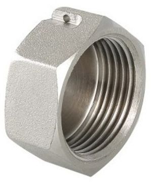 Заглушка Valtec 3/4" ВР с внутренней резьбой с ушком для пломбировки латунь никел. VTr.603.N.0005