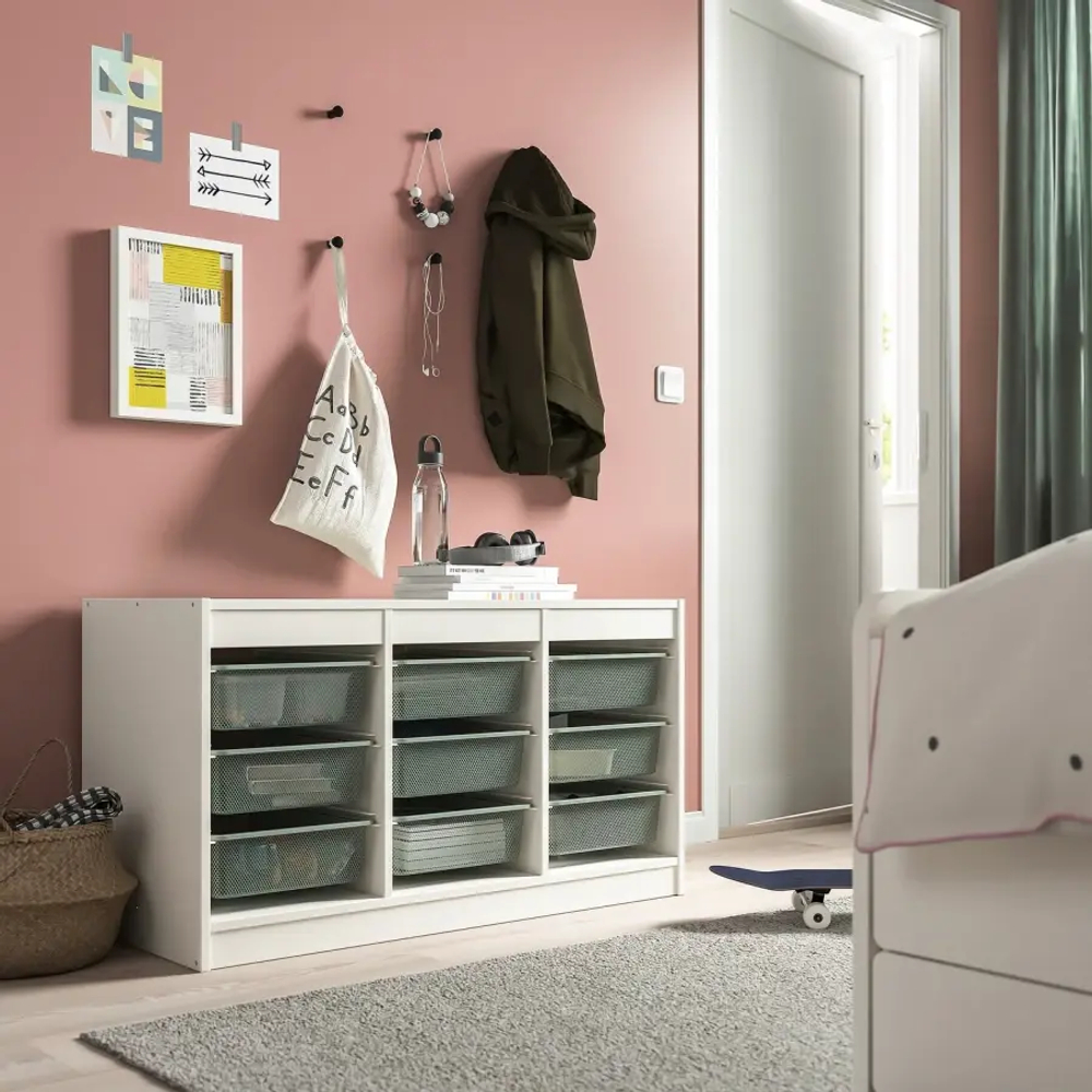 Стеллаж - IKEA TROFAST, 99х44х56 см, белый/серо-зеленый, ТРУФАСТ ИКЕА