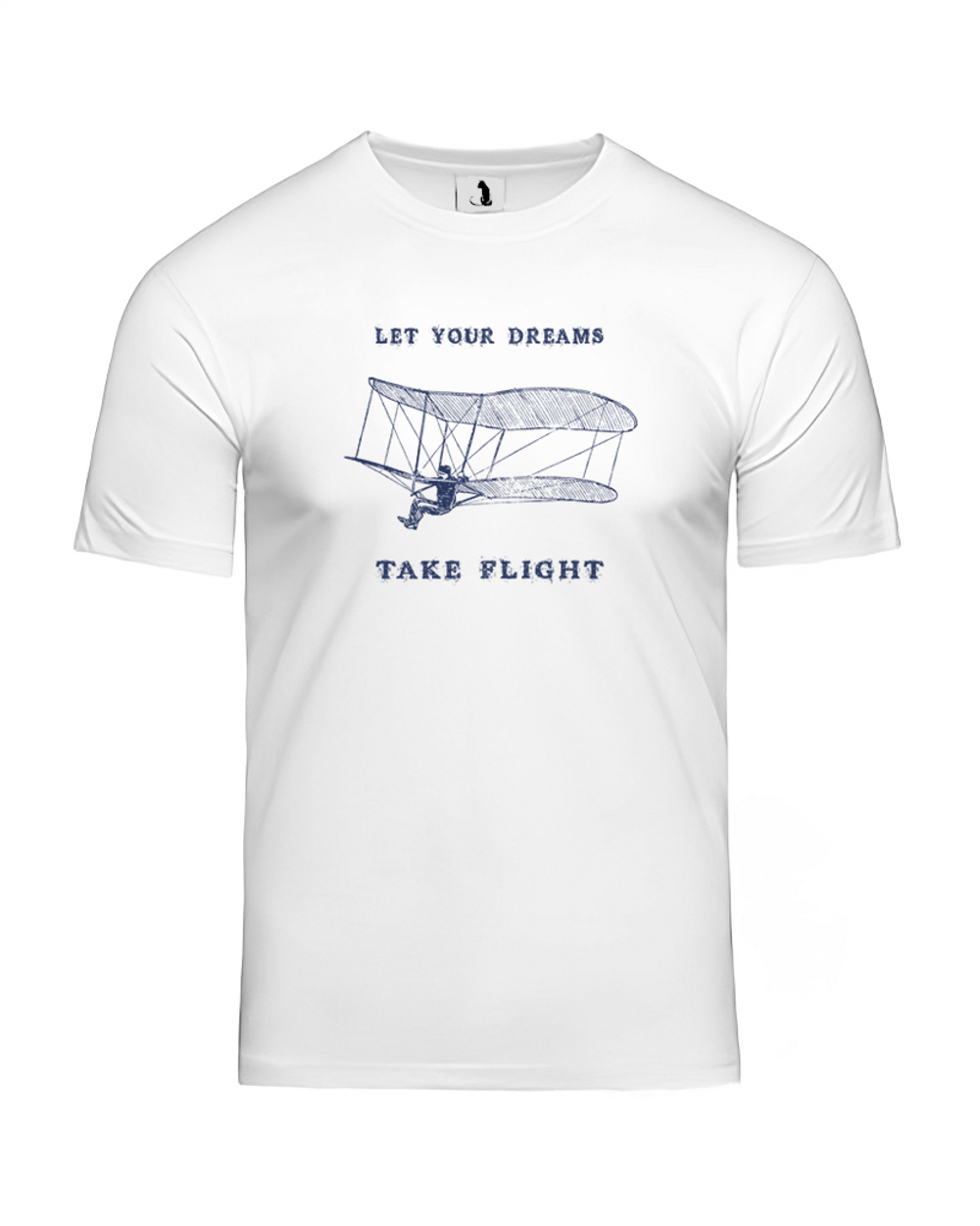 Футболка Let your dreams take flight прямая белая с синим рисунком