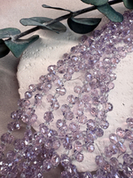 Бусины из хрустального стекла, капля 6*4 мм, радужный/фиалка, нить 40 см