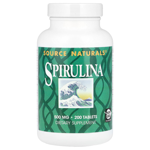 Source Naturals, Спирулина, 500 мг, 200 таблеток