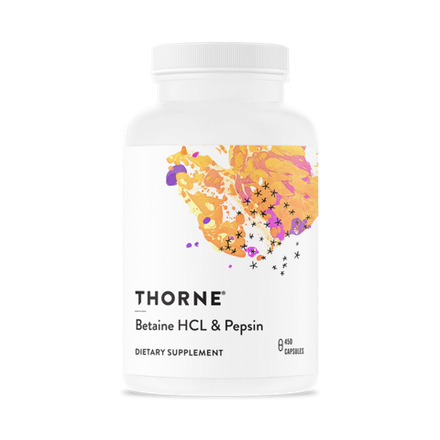 Thorne Research, Бетаингидрохлорид и пепсин, Betaine HCL/Pepsin, 450 капсул