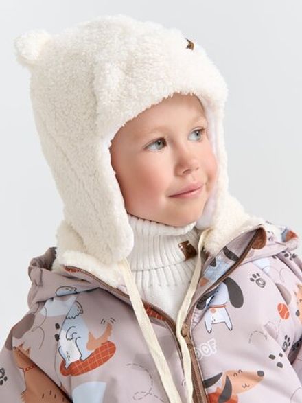 Шапка-ушанка меховая "Молоко" 0+