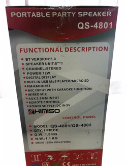 Беспроводная колонка KIMISO колонка QS-4801 с микрофоном, черный