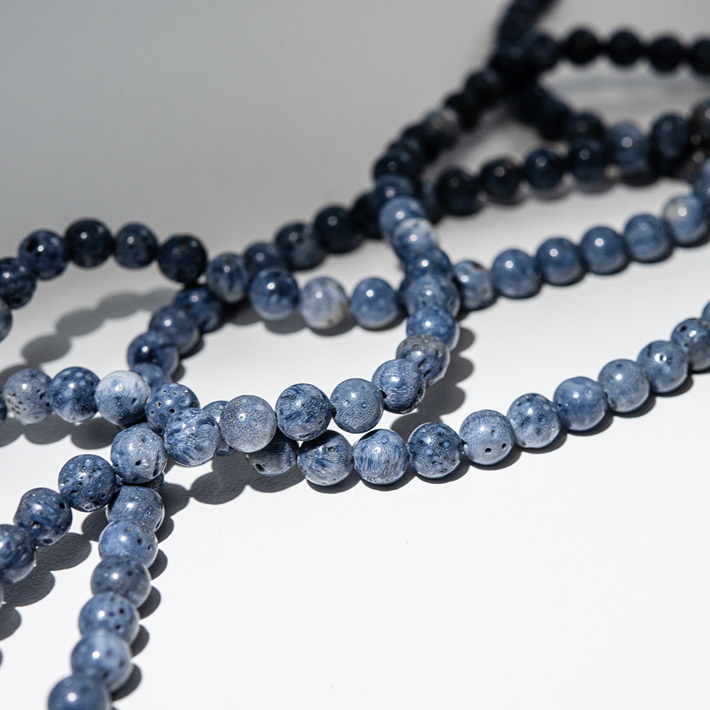 Голубой коралл Акори натуральный, бусины в форме шара 6,5мм