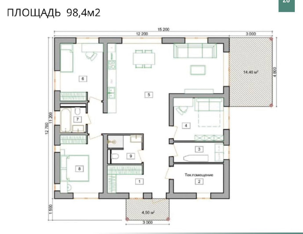 Проект Дома 98,4 кв. м К-160