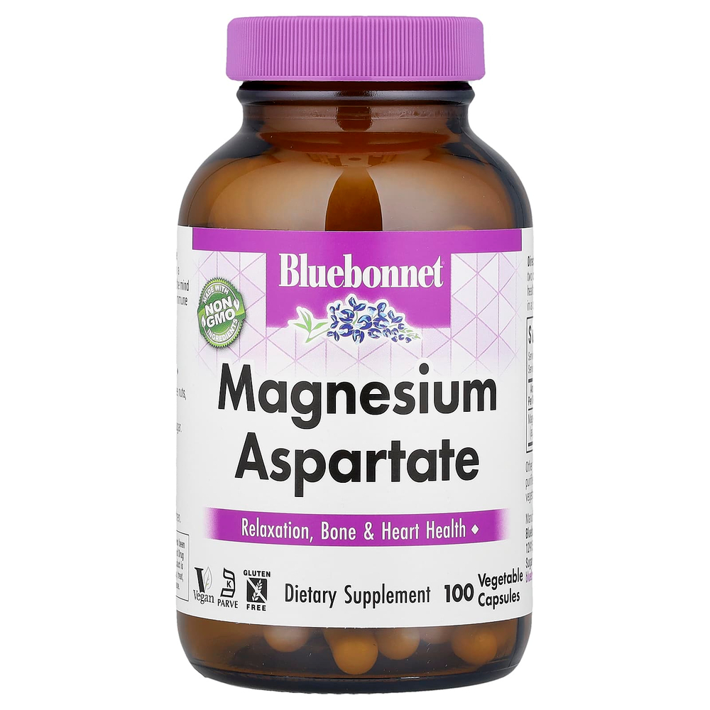 Bluebonnet Nutrition, Аспартат магния, 100 растительных капсул (200 мг на капсулу)