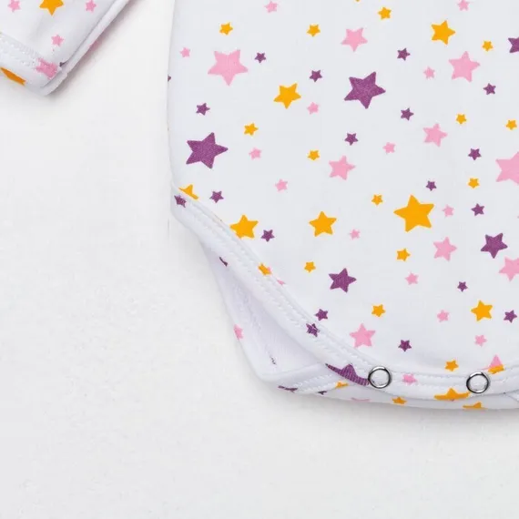 Боди детский, цвет белый/сиреневый, рост 62 см