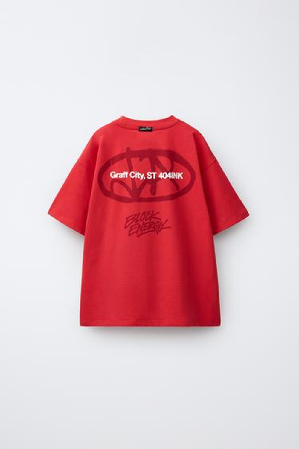 ZARА ФУТБОЛКА С ПРИНТОМ ГРАФФИТИ, КРАСНЫЙ