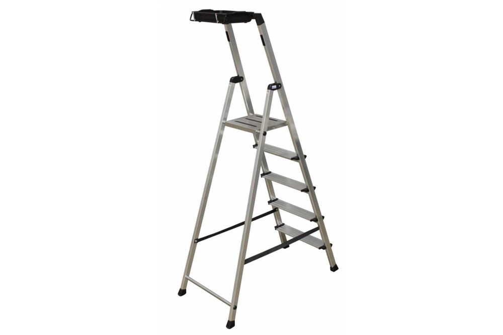 SECURY Стремянка,5 ступеней 100 мм,универсальная мульти-грип полка(126535)