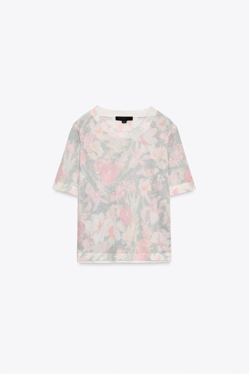 ZARA ТОП ИЗ ТРИКОТАЖА С ЦВЕТОЧНЫМ ПРИНТОМ, РАЗНОЦВЕТНЫЙ