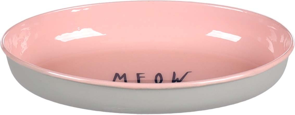 Миска стальная для кошки Flamingo NELL, 275 мл, 16,5x11,5x3 см, овальная, розовый