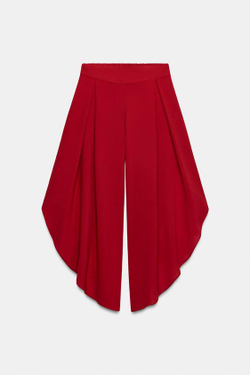 ZARA ЛЕГКИЕ БРЮКИ С РАЗРЕЗАМИ, ВИШНЕВЫЙ
