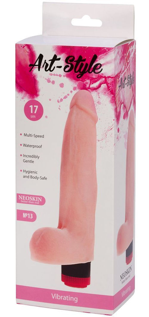 Art-Style №13 – реалистичный вибратор с аккуратной головкой из неоскина, телесный