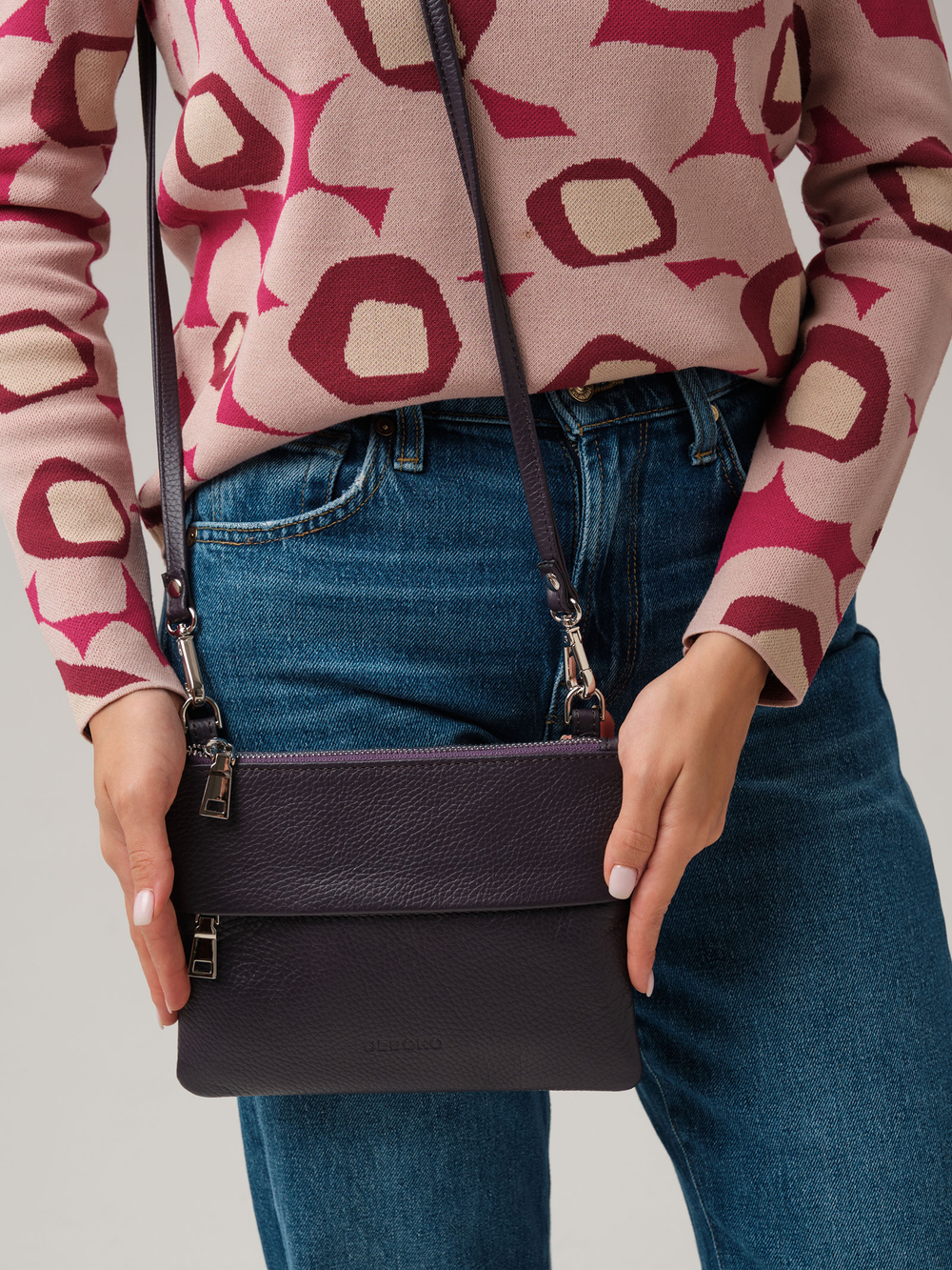 Крос-боди сумка Deboro 3017 пыльно-фиолетовый