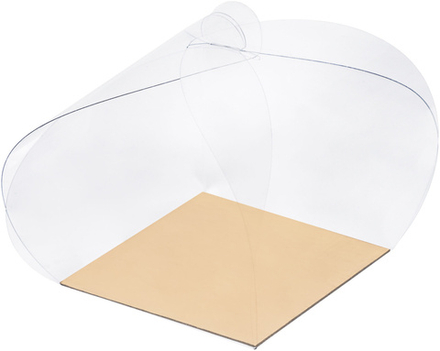 Упаковка для моти ПРОЗРАЧНАЯ (хао бао) с золотой подложкой 10*10*10 см