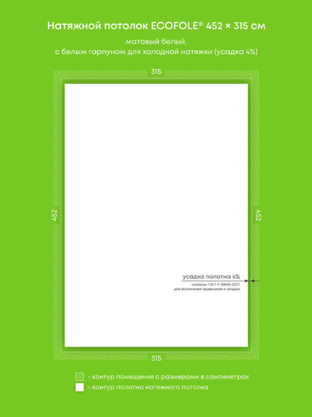 Матовый натяжной потолок 14.2 м2