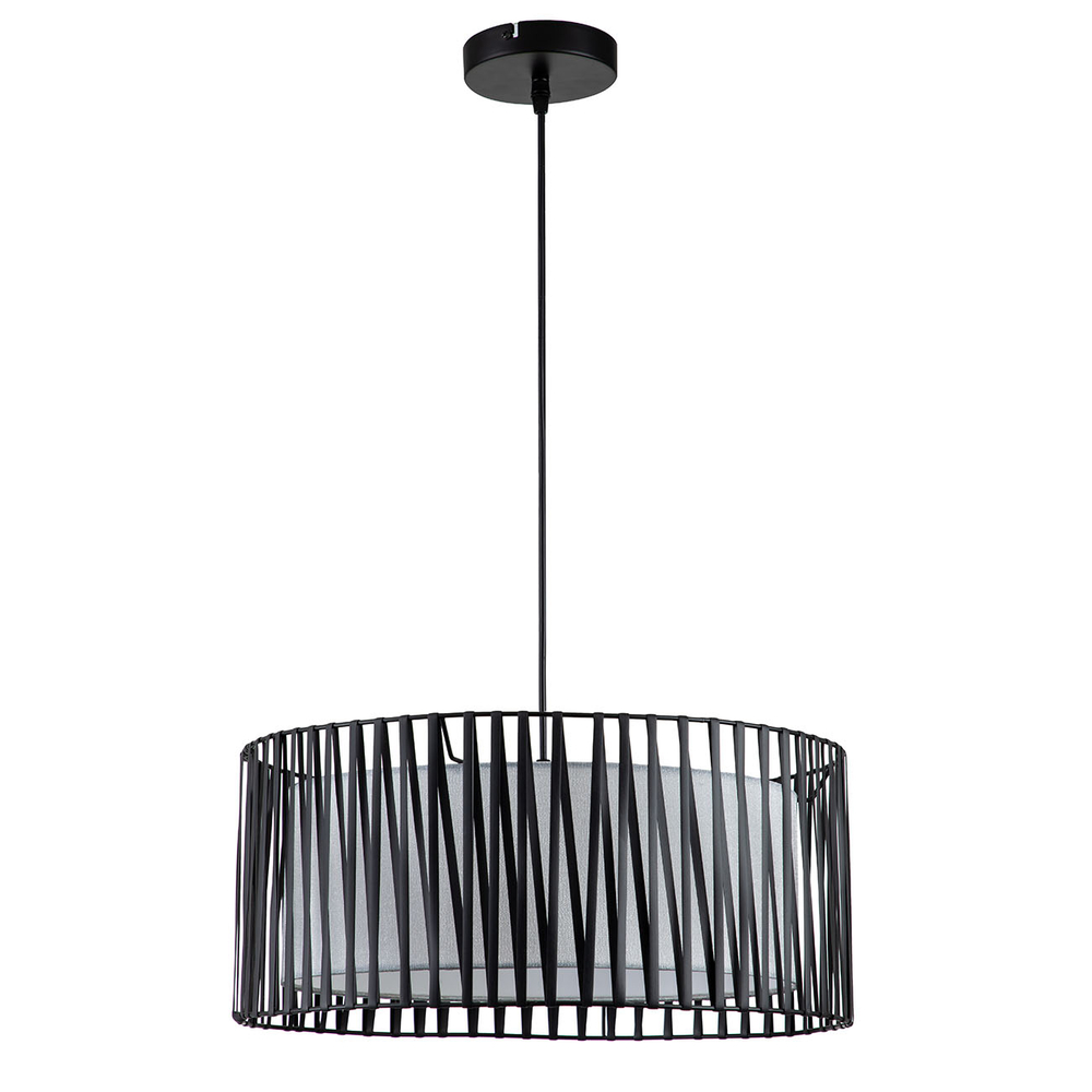 Подвесной светильник 3x60Вт E27,  металл/ткань/пвх, черный