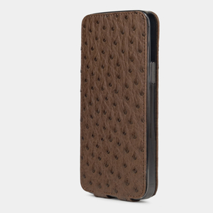Чехол для iPhone 13 Pro Max из кожи страуса, коричневого цвета