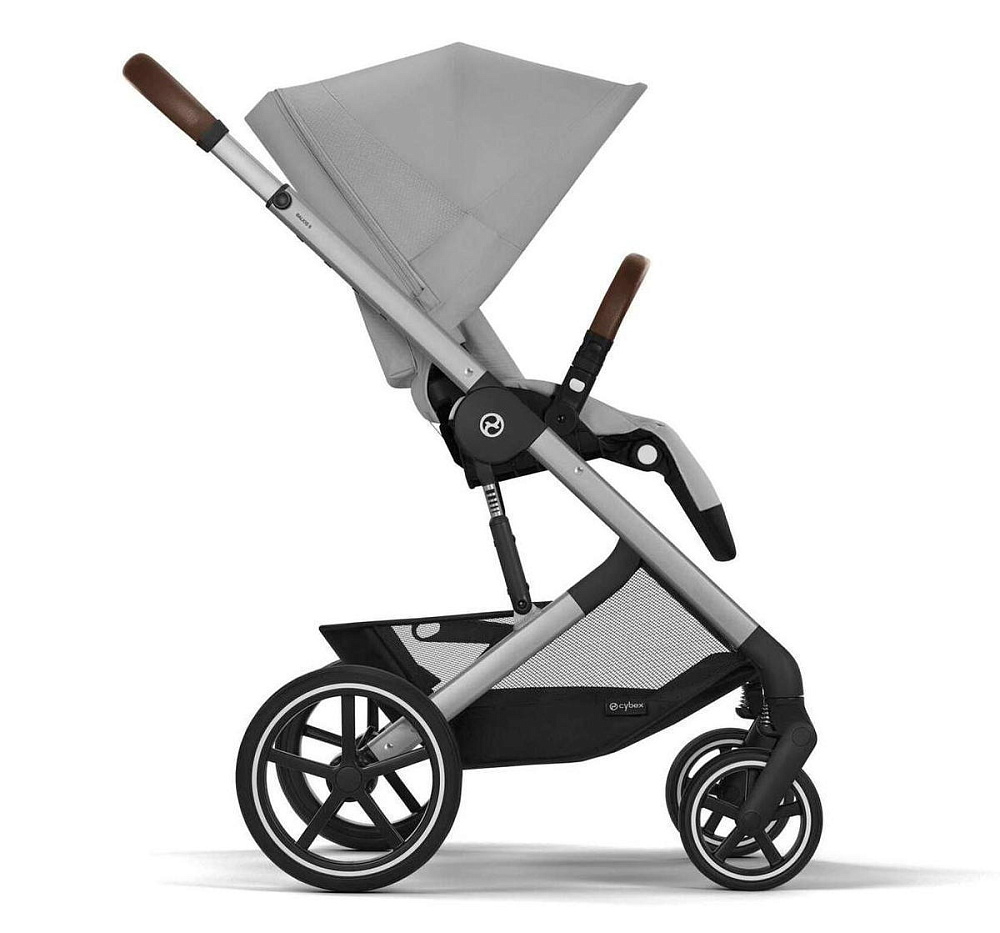 Коляска Cybex Balios S Lux SLV complete Aton S2 Ocean Blue Base One 4 в 1 Stone Grey с дождевиками