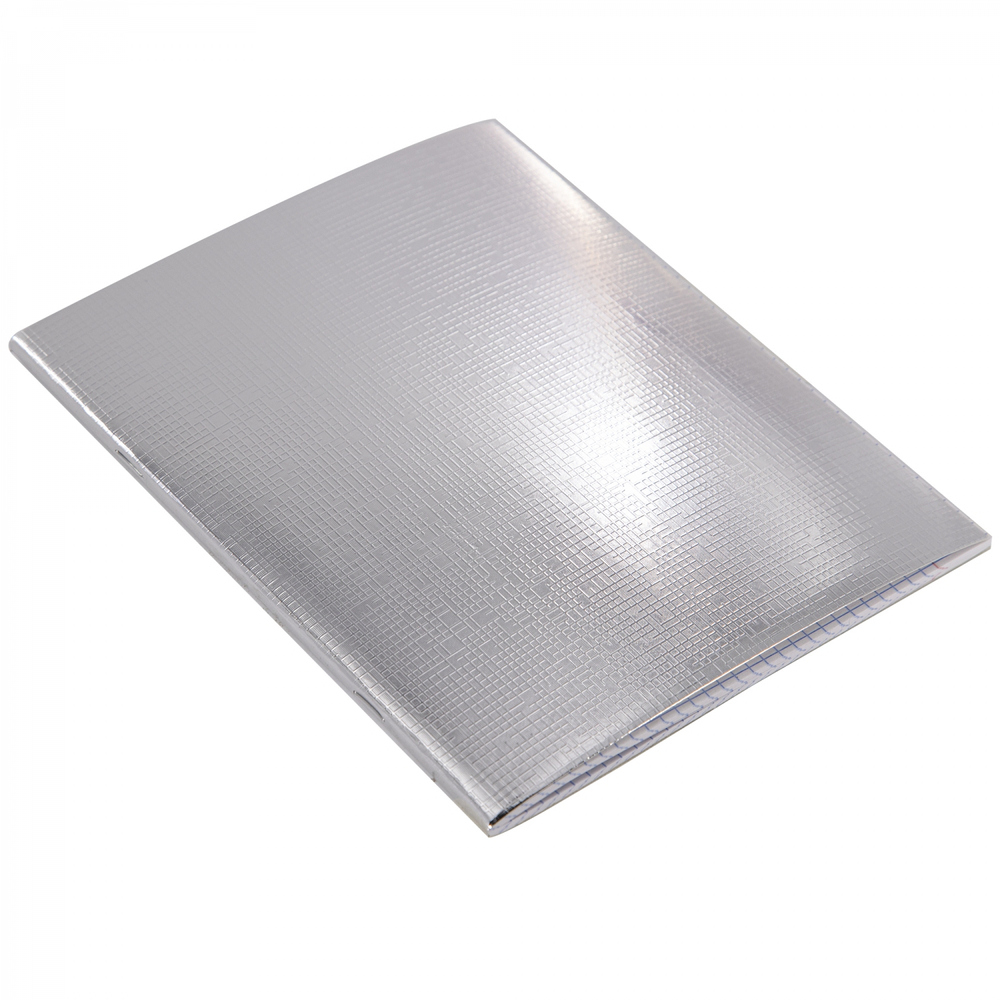 Тетрадь 48л., А5, клетка, Alingar "Silver metallic", скрепка, дизайнерский картон, тиснение "лён", блок офсет, 100% белизна