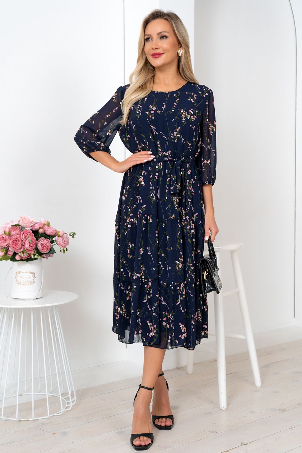 Платье Хелен (темно-синий) Р11-1075/4 Nikol (Акция)