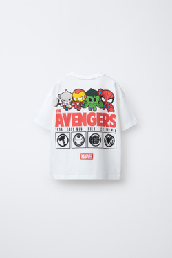 ZARA ФУТБОЛКА С РЕЛЬЕФНЫМ ПРИНТОМ МСТИТЕЛИ © MARVEL, БЕЛЫЙ