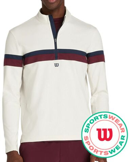 Теннисная футболка Wilson Elevate Performance Half-Zip Longsleeve - sandrift