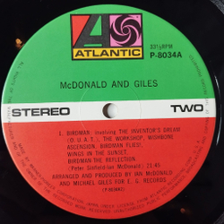 Винтажная виниловая пластинка LP King Crimson McDonald And Giles (Japan 1974) (No Obi)