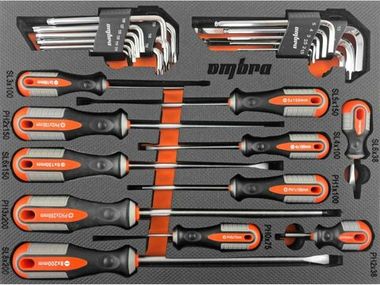 OMT29STE Набор отверток стержневых ROUND GRIP и торцевых ключей в EVA ложементе 280х375 мм, 29 предметов