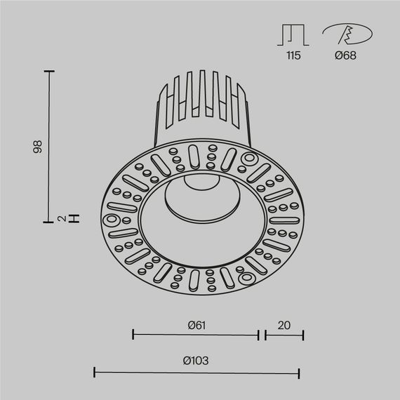 Встраиваемый светильник Maytoni Technical DL121-15W-3K-TRS-B