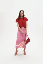 Розовая трикотажная юбка