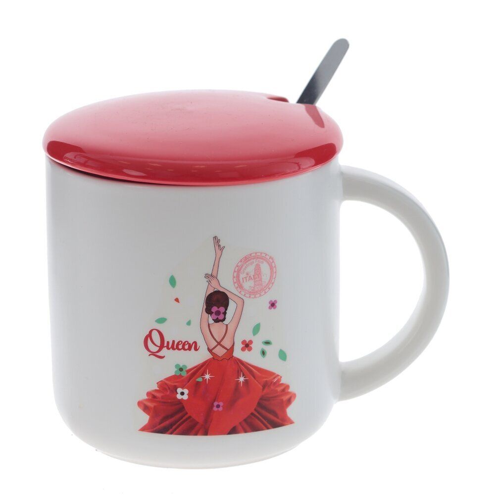 GAEM Кружка с крышкой и ложкой, 380 мл, L12 W9 H9,5 см, 4в.