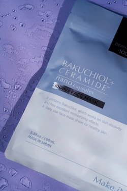 Увлажняющая, антивозрастная маска для лица Evliss Make.In на основе бакучиол и церамидов (10 шт)