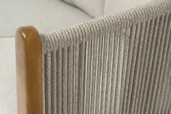 "Сидней" диван 2-местный плетеный из роупа, основание тик, каркас алюминий бежевый, роуп бежевый, ткань бежевая