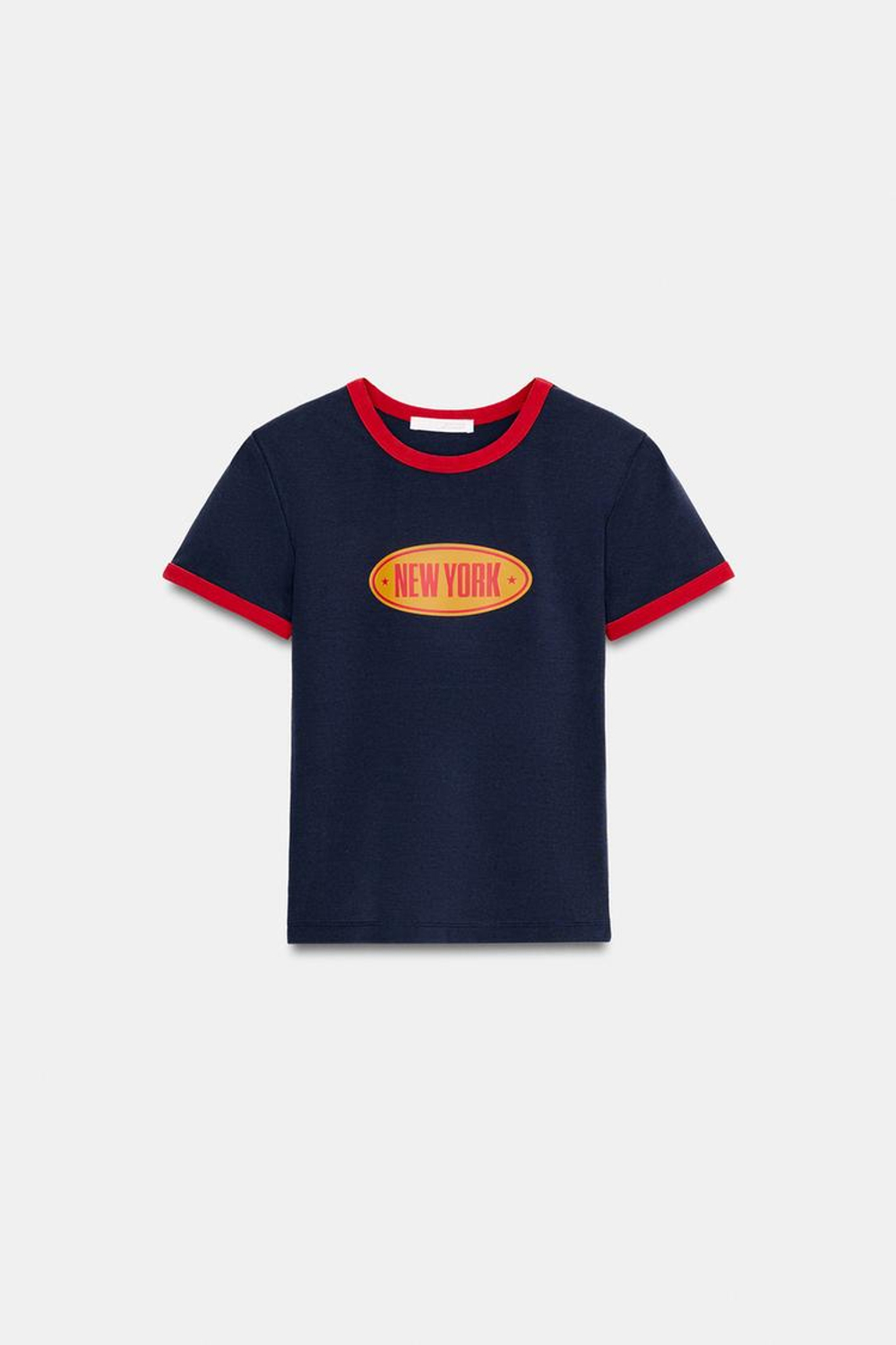 ZARA ФУТБОЛКА С НАДПИСЬЮ, СИНИЙ