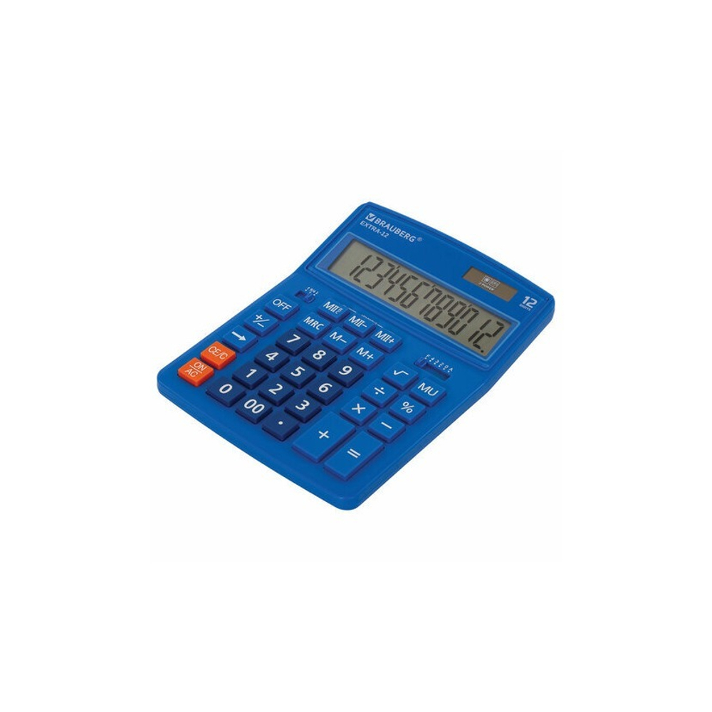 Калькулятор BRAUBERG EXTRA 12р /2 памяти/ (155*206) Синий, COLOR-12-BU