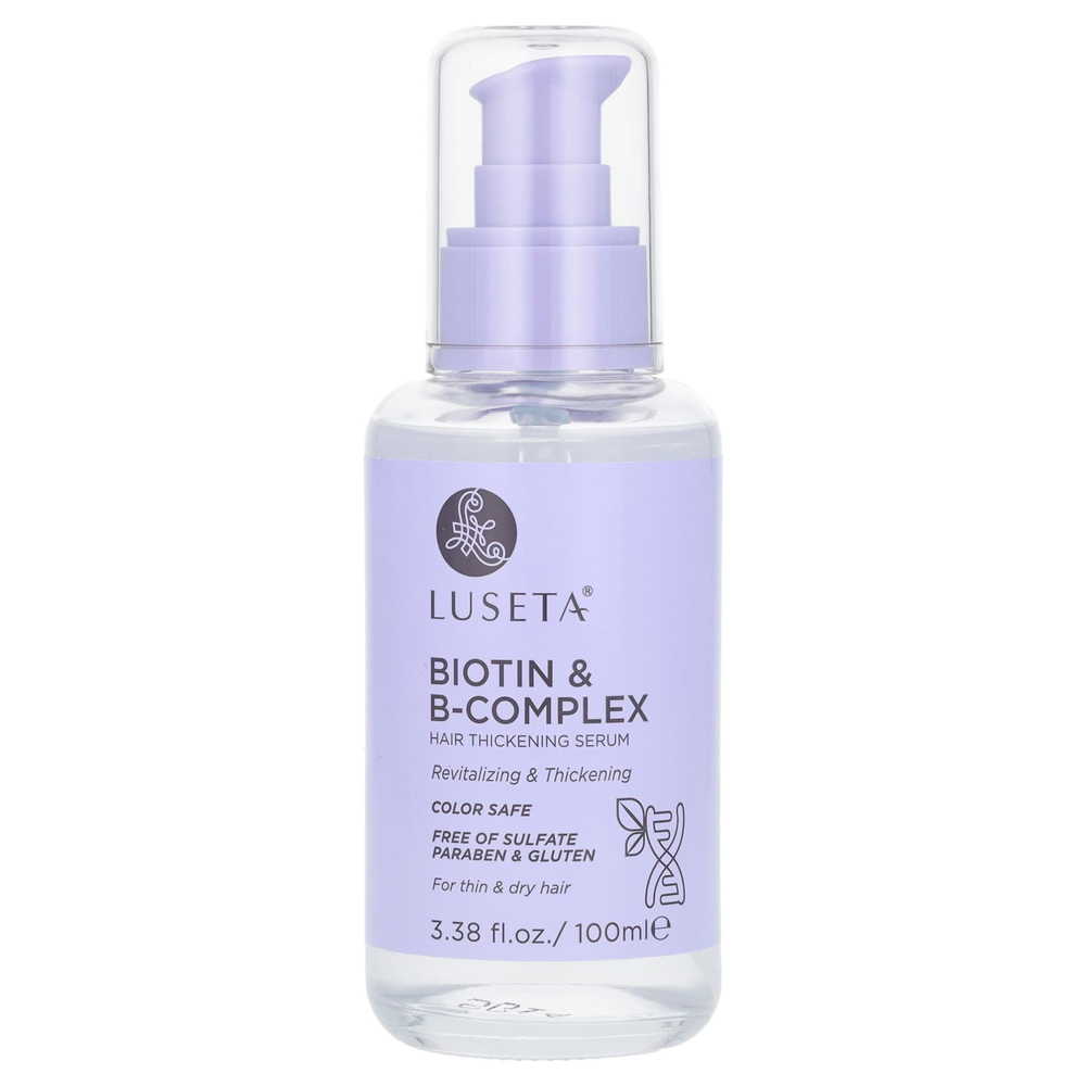 Luseta Beauty, биотин и комплекс витаминов группы B, сыворотка для густоты волос, для тонких и сухих волос, 100 мл (3,38 жидк. унции)