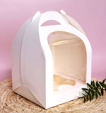 Коробка для кулича с двумя полукруглыми окнами 18х18х27,5 см.