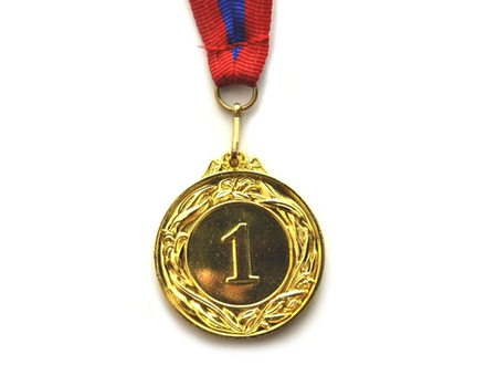 Медаль спортивная с лентой 1 место d - 4 см :400-1