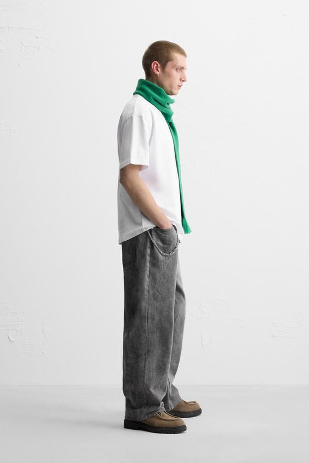 ZARA БАЗОВАЯ ФУТБОЛКА HEAVY WEIGHT, БЕЛЫЙ