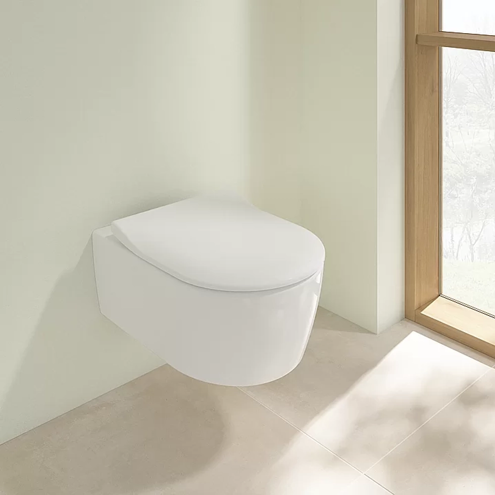Унитаз подвесной Villeroy&Boch Avento 5656RS01 альпийский белый, с крышкой микролифт, безободковый