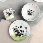 4311499 Набор детской посуды Доляна «Семья пандочек», 3 предмета: кружка 230 мл, миска 400 мл, тарел