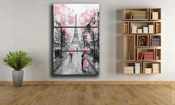 Модульная картина "Вид на Париж и Эйфелеву Башню"